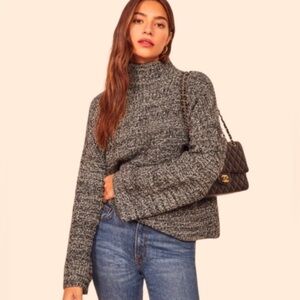 NWT! Reformation | 100% Yak Wool Black Marled Fern Sweater | Size Small